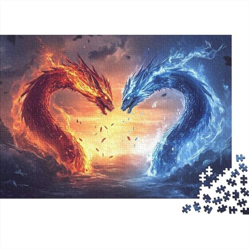Drache Puzzles 1000 Teile Schwer Puzzle Spielzeug Lernspiel Impossible Herausforderungsspielzeug Für Erwachsene Und Kinder Ab 12 Jahren 1000pcs (75x50cm) von JiaTexJourney