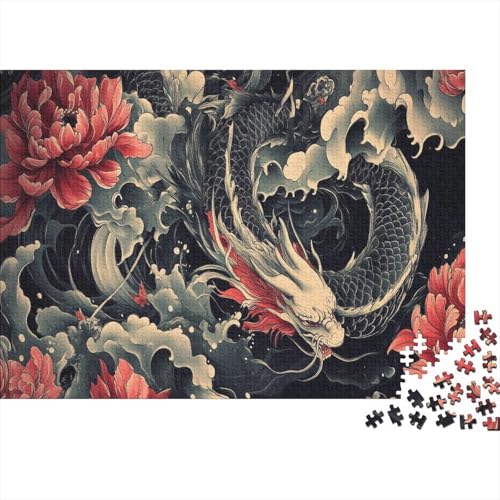 Drache Puzzles 1000 Teile Schwer Puzzle Spielzeug Pädagogisches Spiel Impossible Herausforderung Spielzeug Für Erwachsene Kinder 1000pcs (75x50cm) von JiaTexJourney