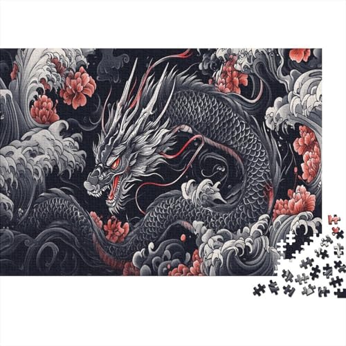 Drache Puzzles 1000-teilige Schwer Puzzle Spielzeug Lernspiel Impossible Herausforderungsspielzeug Für Erwachsene Kinder 1000pcs (75x50cm) von JiaTexJourney