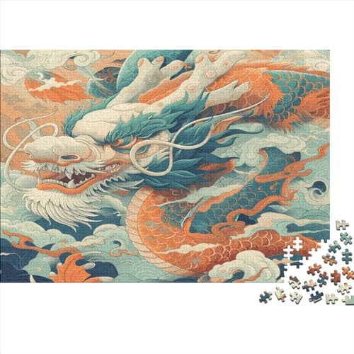 Drache Puzzles 1000-teilige Schwer Puzzle Spielzeug Lernspiel Impossible Herausforderungsspielzeug Für Erwachsene Kinder 1000pcs (75x50cm) von JiaTexJourney