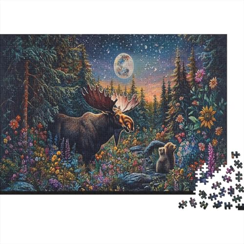 Elch Puzzle 1000 Teile Schwer Puzzle Spielzeug Lernspiel Impossible Herausforderung Spielzeug Für Erwachsene Und Kinder in Bewährter 1000pcs (75x50cm) von JiaTexJourney