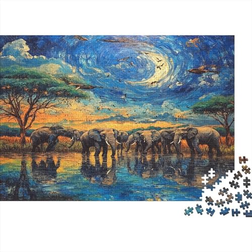 Elefant Puzzle 1000-teilige Schwer Puzzle Spielzeug Lernspiel Impossible Herausforderung Spielzeug Für Erwachsene Und Kinder Ab 12 Jahren 1000pcs (75x50cm) von JiaTexJourney