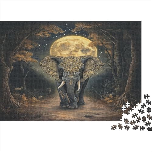 Elefant Puzzle 1000-teilige Schwer Puzzle Spielzeug Pädagogisches Spiel Impossible Herausforderungsspielzeug Für Erwachsene Kinder 1000pcs (75x50cm) von JiaTexJourney