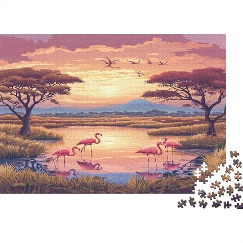 Flamingo Puzzle 1000 Teile Schwer Puzzle Spielzeug Pädagogisches Spiel Impossible Herausforderungsspielzeug Für Erwachsene Kinder 1000pcs (75x50cm) von JiaTexJourney