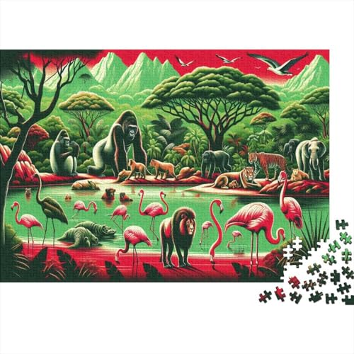 Flamingo Puzzles 1000 Teile Schwer Puzzle Spielzeug Pädagogisches Spiel Impossible Herausforderungsspielzeug Für Erwachsene Kinder 1000pcs (75x50cm) von JiaTexJourney