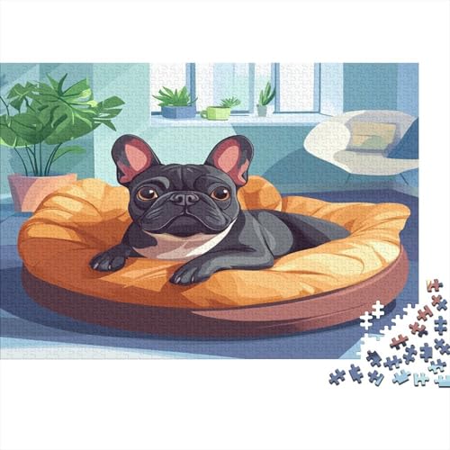 French BullHund Puzzles 1000 Teile Schwer Puzzle Spielzeug Lernspiel Impossible Herausforderungsspielzeug Für Erwachsene Kinder 1000pcs (75x50cm) von JiaTexJourney