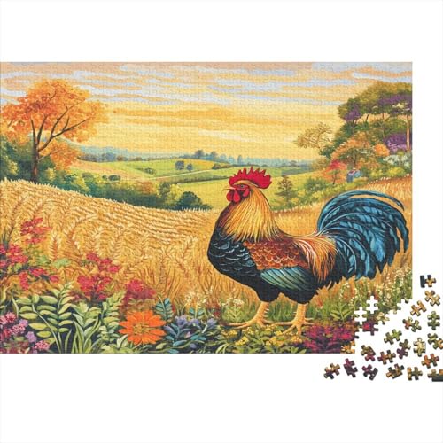 Hahn Puzzle 1000-teilige Schwer Puzzle Spielzeug Lernspiel Impossible Herausforderung Spielzeug Für Erwachsene Und Kinder in Bewährter 1000pcs (75x50cm) von JiaTexJourney