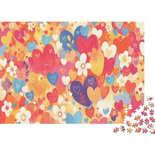 Herz- und Blumenmuster Puzzle 1000-teilige Schwer Puzzle Spielzeug Lernspiel Impossible Bunte Liebe Herausforderung Spielzeug Für Erwachsene Und Kinder in Bewährter 1000pcs (75x50cm) von JiaTexJourney