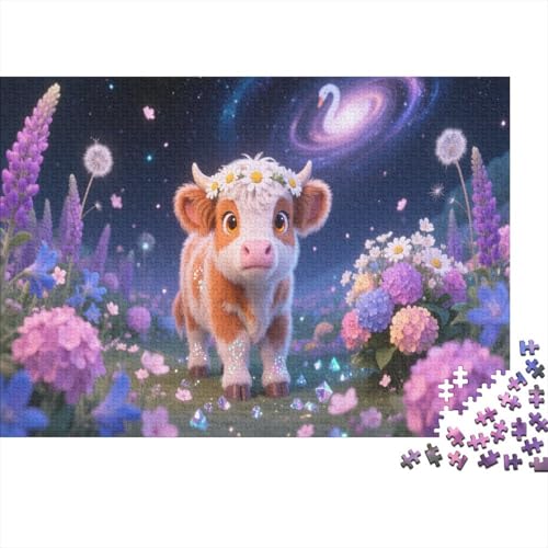 Highlandrind Puzzle 1000-teilige Schwer Puzzle Spielzeug Lernspiel Impossible Cute Cartoon Highland Kuh Herausforderung Spielzeug Für Erwachsene Und Kinder in Bewährter 1000pcs (75x50cm) von JiaTexJourney