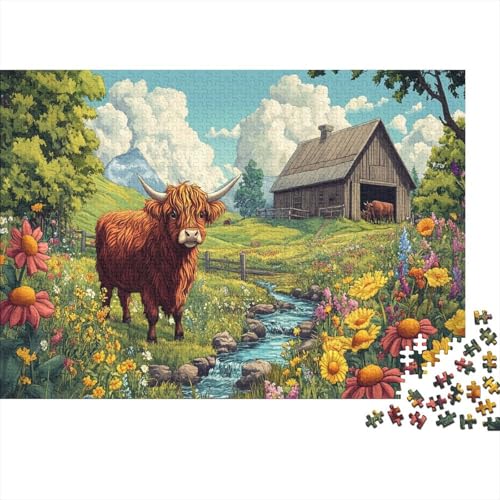 Highlandrind Puzzles 1000 Teile Schwer Puzzle Spielzeug Pädagogisches Spiel Impossible Herausforderung Spielzeug Für Erwachsene Kinder 1000pcs (75x50cm) von JiaTexJourney