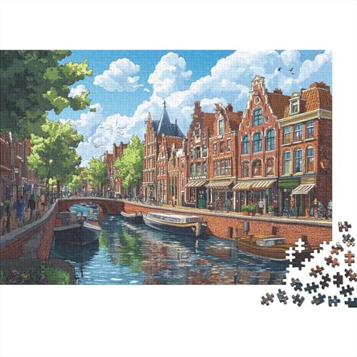 Kleine Städte Puzzle 1000 Teile Schwer Puzzle Spielzeug Lernspiel Impossible Flusstädtchen Herausforderung Spielzeug Für Erwachsene Und Kinder in Bewährter 1000pcs (75x50cm) von JiaTexJourney