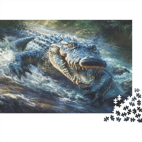 Krokodil Puzzle 1000-teilige Schwer Puzzle Spielzeug Pädagogisches Spiel Impossible Herausforderung Spielzeug Für Erwachsene Kinder 1000pcs (75x50cm) von JiaTexJourney