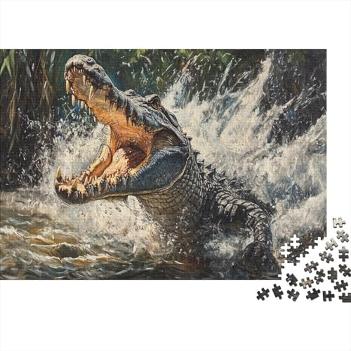 Krokodil Puzzles 1000 Teile Schwer Puzzle Spielzeug Lernspiel Impossible Herausforderungsspielzeug Für Erwachsene Und Kinder Ab 12 Jahren 1000pcs (75x50cm) von JiaTexJourney