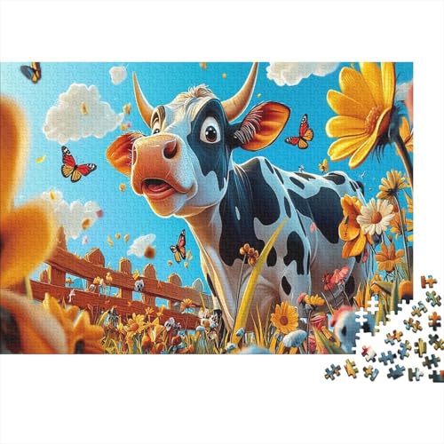 Kuh Puzzles 1000 Teile Schwer Puzzle Spielzeug Lernspiel Impossible Herausforderungsspielzeug Für Erwachsene Kinder 1000pcs (75x50cm) von JiaTexJourney