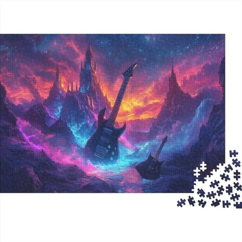Magic Gitarre Puzzle 1000 Teile Schwer Puzzle Spielzeug Lernspiel Impossible Color Gitarre Herausforderung Spielzeug Für Erwachsene Kinder 1000pcs (75x50cm) von JiaTexJourney