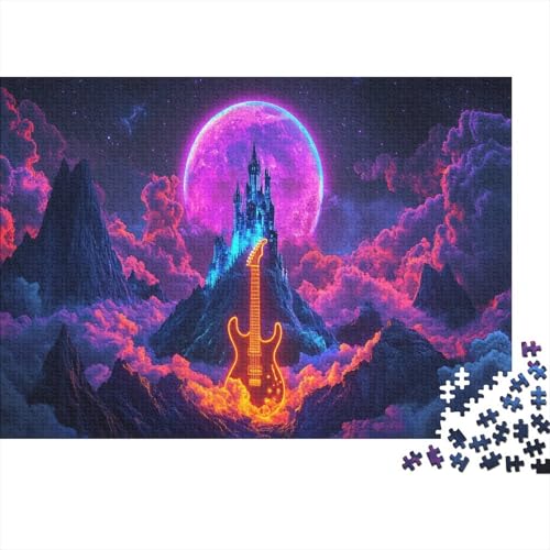 Magic Gitarre Puzzles 1000 Teile Schwer Puzzle Spielzeug Lernspiel Impossible Color Gitarre Herausforderung Spielzeug Für Erwachsene Und Kinder in Bewährter 1000pcs (75x50cm) von JiaTexJourney