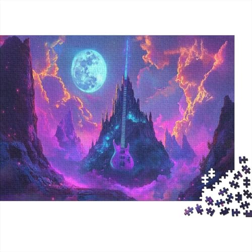 Magic Gitarre Puzzles 1000 Teile Schwer Puzzle Spielzeug Pädagogisches Spiel Impossible Color Gitarre Herausforderung Spielzeug Für Erwachsene Kinder 1000pcs (75x50cm) von JiaTexJourney