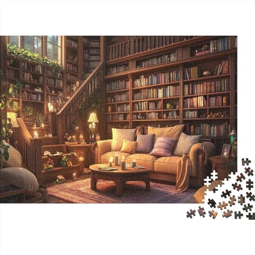 Magische Bibliothek 1000 Teile Schwer Puzzle Lernspiel Impossible Mittelalterliche Fantasiebibliothek Herausforderung Für 12+ 1000pcs (75x50cm) von JiaTexJourney