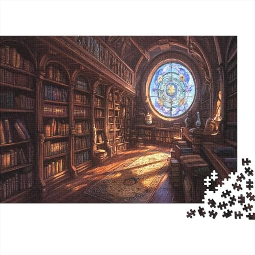 Magische Bibliothek 1000-teilige Schwer Puzzle Lernspiel Impossible Mittelalterliche Fantasiebibliothek Herausforderung In Bewährter 1000pcs (75x50cm) von JiaTexJourney
