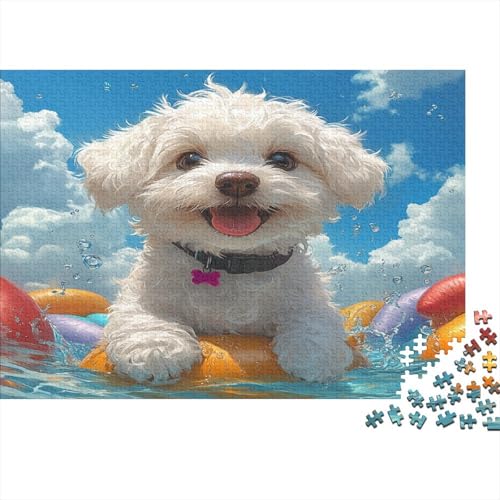 Maltese Hund Puzzle 1000 Teile Schwer Puzzle Spielzeug Pädagogisches Spiel Impossible Herausforderung Spielzeug Für Erwachsene Und Kinder Ab 12 Jahren 1000pcs (75x50cm) von JiaTexJourney