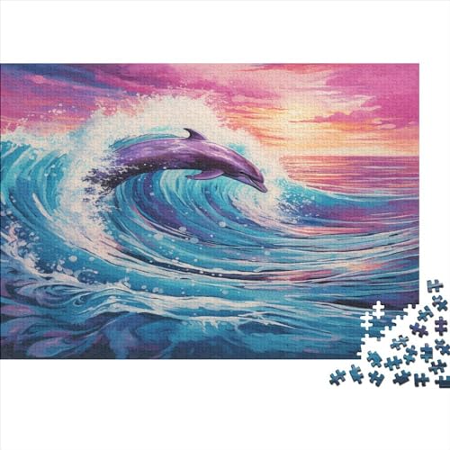 Ölmalerei Delfin Puzzles 1000 Teile Schwer Puzzle Spielzeug Pädagogisches Spiel Impossible Herausforderungsspielzeug Für Erwachsene Und Kinder Ab 12 Jahren 1000pcs (75x50cm) von JiaTexJourney