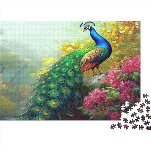 Pfau Puzzles 1000 Teile Schwer Puzzle Spielzeug Pädagogisches Spiel Impossible Herausforderungsspielzeug Für Erwachsene Kinder 1000pcs (75x50cm) von JiaTexJourney
