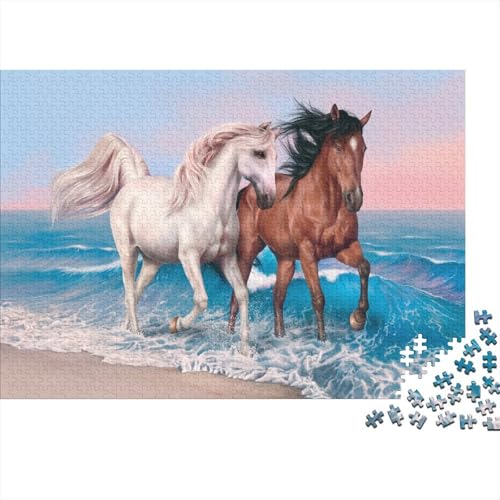 Pferd Puzzle 1000-teilige Schwer Puzzle Spielzeug Lernspiel Impossible Herausforderung Spielzeug Für Erwachsene Kinder 1000pcs (75x50cm) von JiaTexJourney
