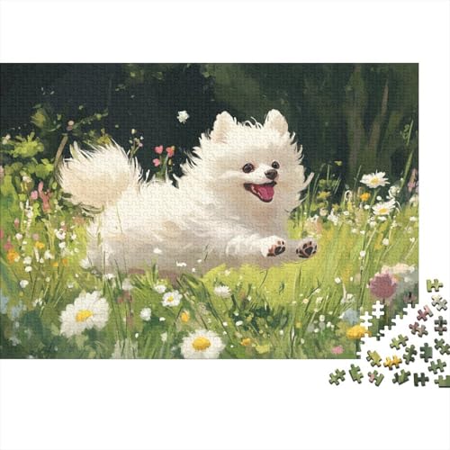 Pomeranier Puzzle 1000-teilige Schwer Puzzle Spielzeug Lernspiel Impossible White Pomeranier Herausforderung Spielzeug Für Erwachsene Kinder 1000pcs (75x50cm) von JiaTexJourney