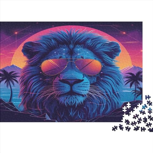 Retro Löwe Puzzle 1000 Teile Schwer Puzzle Spielzeug Lernspiel Impossible Herausforderungsspielzeug Für Erwachsene Kinder 1000pcs (75x50cm) von JiaTexJourney