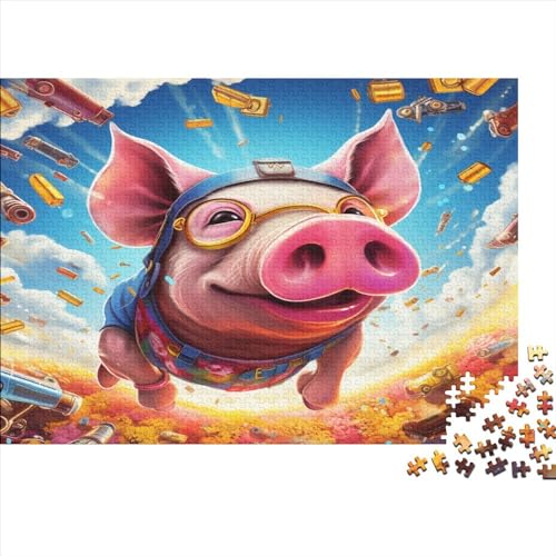 Schwein Puzzle 1000 Teile Schwer Puzzle Spielzeug Pädagogisches Spiel Impossible Herausforderung Spielzeug Für Erwachsene Kinder 1000pcs (75x50cm) von JiaTexJourney