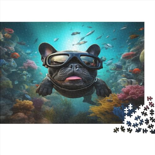 Schwimmender Welpe Puzzles 1000 Teile Schwer Puzzle Spielzeug Pädagogisches Spiel Impossible Herausforderungsspielzeug Für Erwachsene Und Kinder in Bewährter 1000pcs (75x50cm) von JiaTexJourney