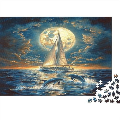 Segelboot Puzzle 1000-teilige Schwer Puzzle Spielzeug Lernspiel Impossible Starlight SailBoot Herausforderung Spielzeug Für Erwachsene Kinder 1000pcs (75x50cm) von JiaTexJourney