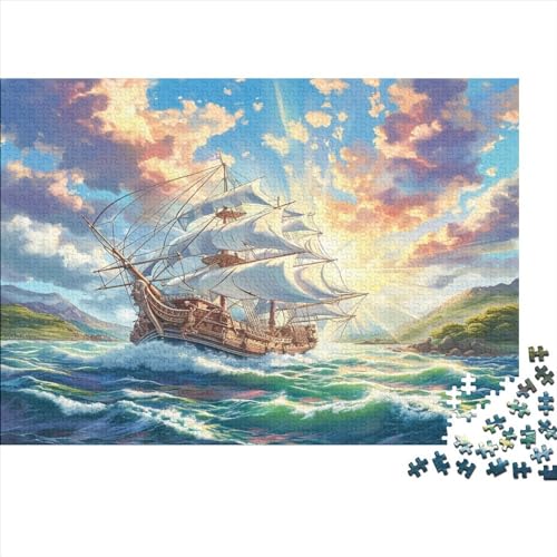 Segelschiff Puzzles 1000 Teile Schwer Puzzle Spielzeug Lernspiel Impossible Herausforderungsspielzeug Für Erwachsene Und Kinder Ab 12 Jahren 1000pcs (75x50cm) von JiaTexJourney