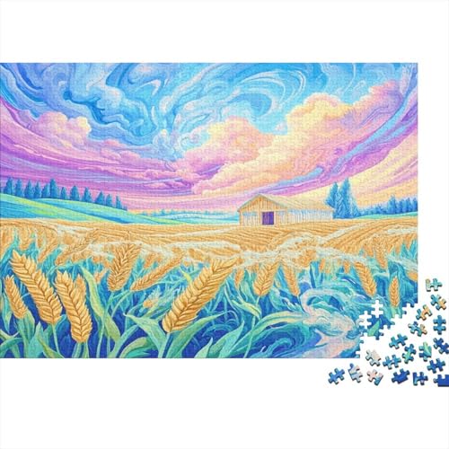 Weizenfeld Puzzle 1000 Teile Schwer Puzzle Spielzeug Pädagogisches Spiel Impossible Herausforderung Spielzeug Für Erwachsene Und Kinder Ab 14 Jahren 1000pcs (75x50cm) von JiaTexJourney
