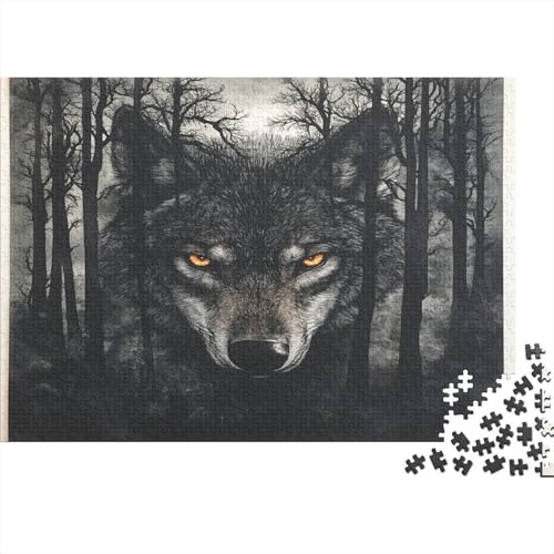 Wolf Puzzle 1000 Teile Schwer Puzzle Spielzeug Pädagogisches Spiel Impossible Herausforderungsspielzeug Für Erwachsene Kinder 1000pcs (75x50cm) von JiaTexJourney