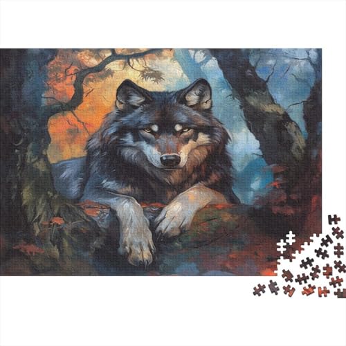Wolf Puzzles 1000 Teile Schwer Puzzle Spielzeug Lernspiel Impossible Painted Wolf Head Herausforderung Spielzeug Für Erwachsene Und Kinder Ab 12 Jahren 1000pcs (75x50cm) von JiaTexJourney