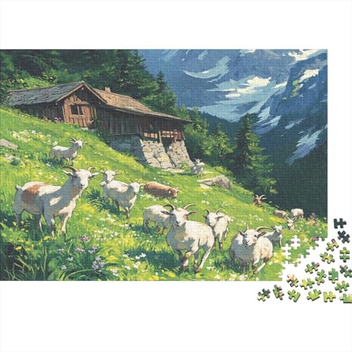 Ziege Puzzle 1000 Teile Schwer Puzzle Spielzeug Pädagogisches Spiel Impossible Herausforderungsspielzeug Für Erwachsene Kinder 1000pcs (75x50cm) von JiaTexJourney