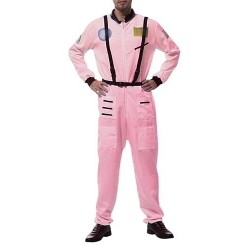 Jiabing Herren Damen Astronaut Kostüm Silber Erwachsene Space Weltall Kostüm Karneval Kostüme Jumpsuit Astronauten Kostüm Weltraum Kostüm Raumfahrer Overall Karneval Fasching Halloween Kostüm von Jiabing