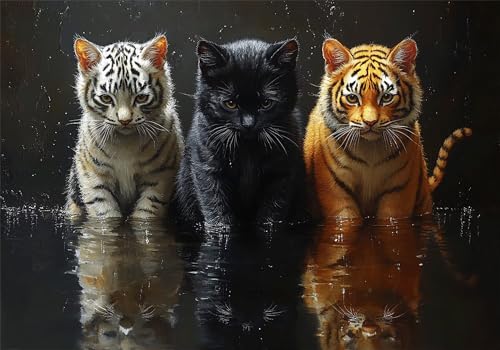 Puzzle 100 Teile Katze Puzzle ab 2 3 4 5 6 Jahre Kinder DIY Klassische Jigsaw Erwachsene Tiger Geschicklichkeitsspiel für Die Ganze Familie, Wooden Lernspiel kinderPuzzle, Wohnkultur Geschenke U-399 von Jiacgrtef