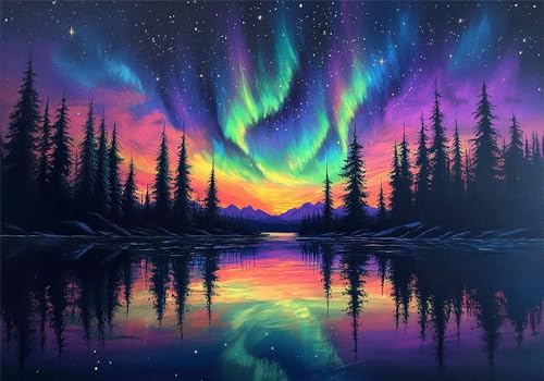 Puzzle 100 Teile Nordlicht Puzzle ab 2 3 4 5 6 Jahre Kinder DIY Klassische Jigsaw Erwachsene Baum Geschicklichkeitsspiel für Die Ganze Familie, Quality Wooden Lernspiel kinderPuzzle, Wohnkultur U-543 von Jiacgrtef