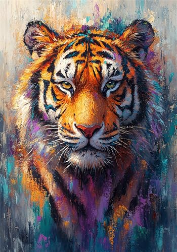 Puzzle 100 Teile Tiger Puzzle ab 2 3 4 5 6 Jahre Kinder DIY Jigsaw Erwachsene Farbe Geschicklichkeitsspiel für Die Ganze Familie, Quality Wooden Lernspiel kinderPuzzle, Wohnkultur Geschenke U-1113 von Jiacgrtef