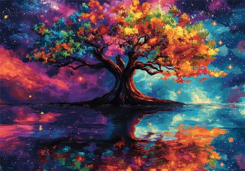 Puzzle 1000 Teile Baum Puzzle Farbe Klassische Impossible Jigsaw DIY Groß Anspruchsvoll HolzPuzzle Erwachsene, Puzzlespiele für Die Ganze Familie Jigsaw Für Erwachsene und Kinder Ab 14 Jahren U-310 von Jiacgrtef