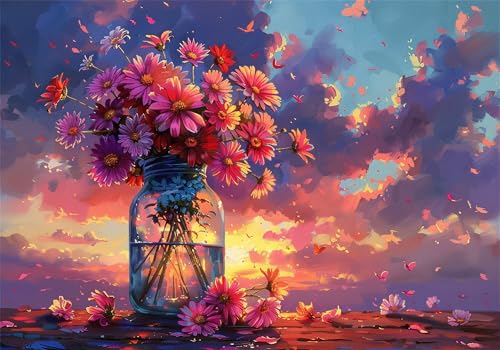 Puzzle 1000 Teile Blume Puzzle Himmel Klassische Impossible Jigsaw, Groß Anspruchsvoll HolzPuzzle Erwachsene, Puzzlespiele für Die Ganze Familie Jigsaw Für Erwachsene und Kinder Ab 14 Jahren U-383 von Jiacgrtef