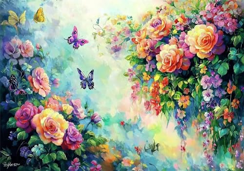 Puzzle 1000 Teile Blume Puzzle Schmetterling Klassische Impossible Jigsaw, Anspruchsvoll HolzPuzzle Erwachsene, Puzzlespiele für Die Ganze Familie Jigsaw Für Erwachsene und Kinder Ab 14 Jahren U-240 von Jiacgrtef