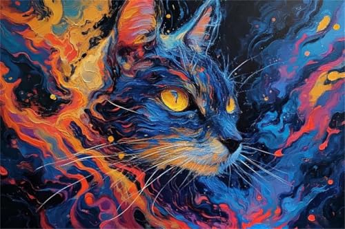 Puzzle 1000 Teile Farbe Puzzle Katze Klassische Jigsaw Erwachsene Anspruchsvoll, Holzpuzzle Erwachsene, Groß Impossible Jigsaw Bastelset ab 14 Jahre für Jungen Mädchen für Wohnkultur Geschenke Y-0 von Jiacgrtef