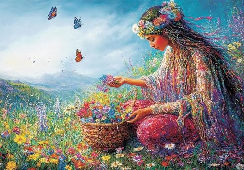 Puzzle 1000 Teile Frau Puzzle Blume Klassische Impossible Jigsaw DIY Groß Anspruchsvoll HolzPuzzle Erwachsene, Puzzlespiele für Die Ganze Familie Jigsaw Für Erwachsene und Kinder Ab 14 Jahren U-143 von Jiacgrtef