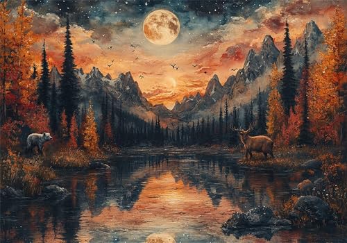 Puzzle 1000 Teile Landschaft Puzzle Herbst Klassische Impossible Jigsaw, Anspruchsvoll HolzPuzzle Erwachsene, Puzzlespiele für Die Ganze Familie Jigsaw Für Erwachsene und Kinder Ab 14 Jahren U-150 von Jiacgrtef