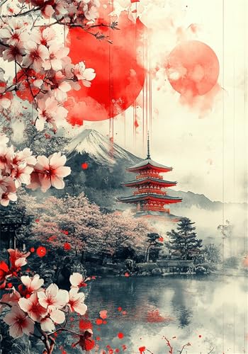 Puzzle 150 Teile Japan Puzzle ab 2 3 4 5 6 Jahre Kinder DIY Jigsaw Erwachsene Blume Geschicklichkeitsspiel für Die Ganze Familie, Quality Wooden Lernspiel kinderPuzzle, Wohnkultur Geschenke U-1055 von Jiacgrtef