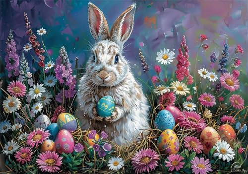 Puzzle 150 Teile Kaninchen Puzzle ab 2 3 4 5 6 Jahre Kinder DIY Klassische Jigsaw Erwachsene Blume Geschicklichkeitsspiel für Die Ganze Familie, Quality Wooden Lernspiel kinderPuzzle, Wohnkultur U-125 von Jiacgrtef