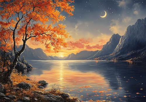 Puzzle 150 Teile Landschaft Puzzle ab 2 3 4 5 6 Jahre Kinder DIY Klassische Jigsaw Erwachsene Herbst Geschicklichkeitsspiel für Die Ganze Familie, Wooden Lernspiel kinderPuzzle, Wohnkultur U-248 von Jiacgrtef